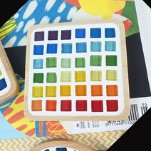 맘아트 DIY 우드 타일 티코스터 만들기 컵받침대 타일공예, 무지개 사각