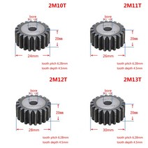 2 모드 10 T-25 T 45 # 스틸 메탈 스퍼 기어 2 모듈 모터 기어 휠 10 치아-25 치아 1 개, 14 23 Teeth_03 3 Pcs