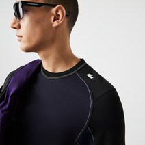 라코스테 헤리티지 레귤러핏 네이비 컬러 블록 스트레치 피케 티셔츠 상의 Heritage Regular Fit Color-Block Stretch Piqué T-Shirt