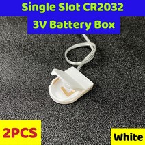 납산 배터리 2/5PCS 단일 슬롯 CR2032 코인 셀 배터리 홀더 케이스 커버 ON-OFF 스위치 리드 와이어 3V 상, 05 White-2PCS