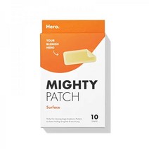 Hero Cosmetics의 Mighty Patch Surface 몸 뺨 이마 및 턱을 위한 하이드로콜로이드 스팟 패치 비건 친화적이며 동물 실험을 거치지 않음 10개