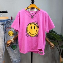 스마일 빈티지컷팅 반팔티