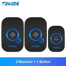 무선 센서 차임벨 현관벨 초인종 towode 홈 433mhz 환영 친구 스마트 장거리, 블랙 컬러 키트 3, au 플러그