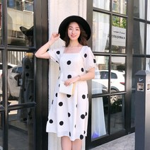 짐머원피스 마녀 도트 빅사이즈 봄 여름 보이핏 볼륨 슬림핏 쉬폰 리시안시스 프렌치 2299780274