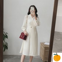 명품스타일 화이트 트렌치 코트 원피스 수입정장 벨티드 결혼식 하객룩 신부예복 피로연