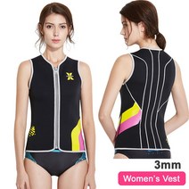 웻슈트 서핑 잠수복 스킨스쿠버 슈트남성 잠수복 탑 자켓 2mm 또는 3mm 1.5mm 네오프렌 긴팔 셔츠 바지 민, 06 3mm Women Vest_02 S