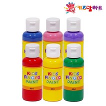 키즈맘아트 미술놀이 핑거페인트 60ml x 6색 세트, 상세페이지 참조