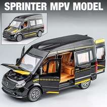 벤츠다이캐스트 다이캐스트 benz 미니카 모형 1:24 합금 버스 벤츠 스프린터 MPV 밴 장난감 자동차 다이캐, 02 Black