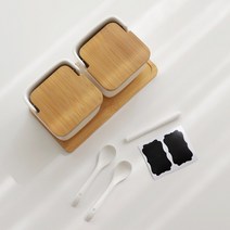 도자기 양념통 조미료통 파우더통 라벨 스티커 세트 2p디네쥬, 사각도자기양념통 2p