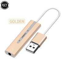USB 외부 사운드 카드 7.1 듀얼 3.5mm 어댑터 케이블 2in1 잭 Aux 오디오 3D 스테레오 마이크 헤드셋 노트북 PC 용, 04 금