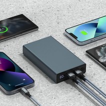 밸류엠 초고속 메탈 PPS PD 100W 20000mAh 보조배터리 CtoC 케이블 4대 동시충전 노트북 충전가능 캠핑용, 100W 20000mAH 대용량배터리