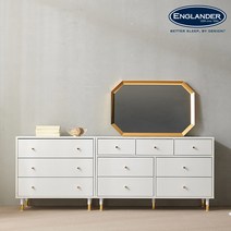 [잉글랜더] [롯데단독]플레이스 서랍장 화장대 세트(3단 서랍장+7단 와이드 화장대), 색상:화이트