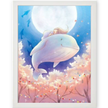액자 세트 DIY 보석 큐빅 비즈 십자수 30x40 cm, 27.소녀와 고래(화이트), 1개