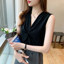 수스다 쉬폰셔링 민소매 블라우스 셔츠 정장이너