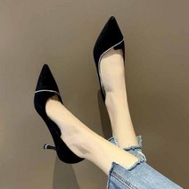 포엘비 7cm 큐빅 스웨이드 구두 펌프스힐 2color