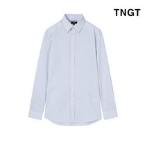 TNGT 블루 레귤러카라 면스판 스트라이프 드레스셔츠