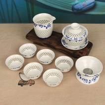 청화백자 매화 투각 개완 개합 다기 세트 S 다도 중국다기 경덕진다기 찻잔, gajae31 쿠팡 본상품선택, 1개, 1개