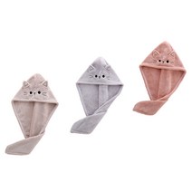 귀여운 애니멀 극세사 헤어 타올 헤어 타월 긴 머리 드라이 수건 3장, 세트