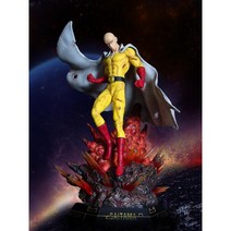 원펀맨 사이타마 착지 인테리어 소품 장식품 피규어 감성 선물용 만화 영화 명장면, 사이타마 [높이 40cm] 발광 베이스