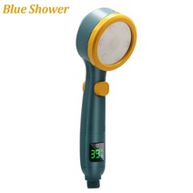 샤워 스프레이 스마트 온도 표시 LED 4가지 모드 조절 가능한 고압 절수 분무기 욕실 부품, [04] Blue, [04] Blue