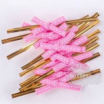탑포장 스티치 대량 포장 리본타이 기프트타이, 500개, 파스텔핑크