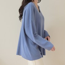 데일리앤 뮤즈 여성 데일리 루즈핏 브이넥 롱 니트
