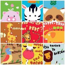 diy 유화 색칠하기 그림 그리기 물감 세트 캔버스액자 어린이집 유치원 초등 공룡 십이지신 동물 크리스마스 만들기 세트 집콕놀이 키트 행사 조카 선물, 03_동물, 영어 소
