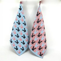 [신혼일기] 고리형 북유럽풍 주방 핸드타올 어린이집 수건 고리수건 위생 행주, 토끼(파랑)