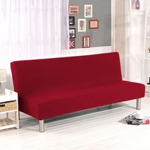 21 무방비 소파 침대 커버 유니버설 크기 스판 싼 빨 수 이동식 Slipcovers 거실, L Size 185-215cm, Red