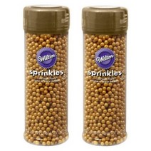 윌튼 골드 스프링클 슈가 펄 식용 구슬 5oz 141g 2팩, 1개