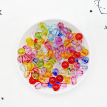 모양패턴 구슬비즈 불투명 투명 반투명 컬러풀 아크릴볼 공예 악세사리 부자재재료, 투명 (비비드) 6mm