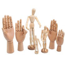 의수 피노키오 손가락 손 원목 옷가게장식 인형피규어, 30cm 12인치 큰 왼손