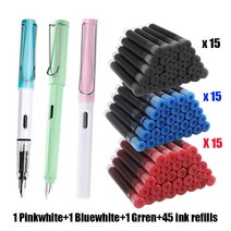 만연필 학생 교체용 잉크 세트EF 펜촉검정/파랑/빨강잉크 캘리그래피 펜쓰기 구48 개, EF(0.38mm), 19 Set S-3-45