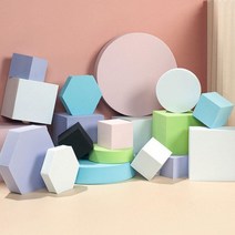 스툴 촬영소품 전시다이 진열대 소형 디스플레이박스, 9-소형육각형-그린