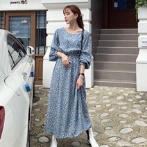 [워니쇼룸](실물깡패)고인돌도트원피스 O032202 롱원피스 패미닌 여성미 카우패턴 데이트룩 맘룩 오피스룩