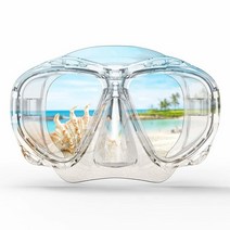 COPOZZ 스쿠버 마스크 김 서림 방지 스노클링 다이빙 안경 훌륭한 씰 프리 강화 유리 마스크 고글(레드), Transparent