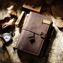 빈티지 소가죽 다이너리 수제 일기장 노트 스케치북 생각보관함, 커피브라운