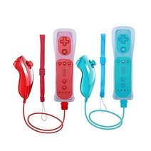 Wii U 콘솔과 호환 무선 컨트롤러 업그레이드 팩 2개(파란색 Re), Blue and Red