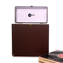 레트로 LP 판 정리 보관 빈티지 가방 음반 보관 수납 철제 케이스 턴 테이블 트렁크 다용도 소품 정리함, 브라운