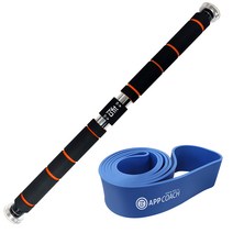 비핏 가정용 문틀철봉 풀업바 턱걸이봉(일반형)+풀업밴드(블루64mm), 블루