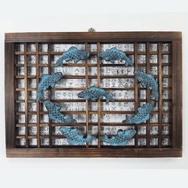 람세스아트 원목 한지문 청동 구어도 핸드메이드 관액자 인테리어 벽장식 앤틱 액자