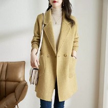 라인 톰보이 도톰 모직 패치 단추 여성 오버핏코트 베이직 플러스 체크 테일러드