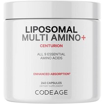 Codeage 멀티 아미노+ BCAA 및 EAA 보충제 9가지 필수 아미노산 프리 폼 분지쇄 아미노산 스포츠 운동 전 및 후 근육 회복 흡수를 위한 리포솜 비건 240