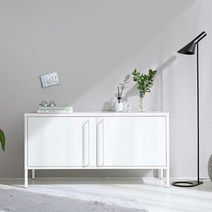 마켓비 PIDOR 캐비넷 가로양문 TV스탠드 1150590 화이트 철제 스틸 거실장