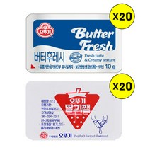 (냉장)[오뚜기] 버터후레시10gx20개+딸기쨈12gx20개, 1세트