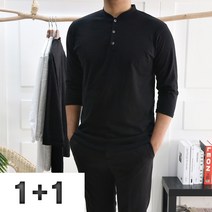 (1+1) 헨리넥 슬라브 여름 차이나 7부티 머슬핏 (4color)