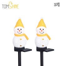 Tomshine 야외용 LED 태양광 크리스마스 눈사람 잔디 정원등, 노랑2개