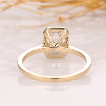 웨딩 여성 럭셔리 노블레스 아름다움 CxsJeremy-솔리드 14K 585 옐로우 에메랄드 컷 2ct 6x8MM 여성용 모이사나이트 약혼 반지 베젤 세팅 솔리테어 밴드