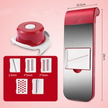 7In1 수동 다기능 야채 커터 감자 슬라이서 당근 강판 주방 악세사리 도구 스틸 블레이드 주방 가제트, Red 7pcs Set