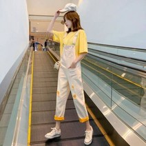 데님점프수트 여자멜빵바지 오버롤 와이드 레그 점프 슈트 여성 3 색 올 매치 데님 디자인 길이 레저 패치 워크 포켓 Mujer